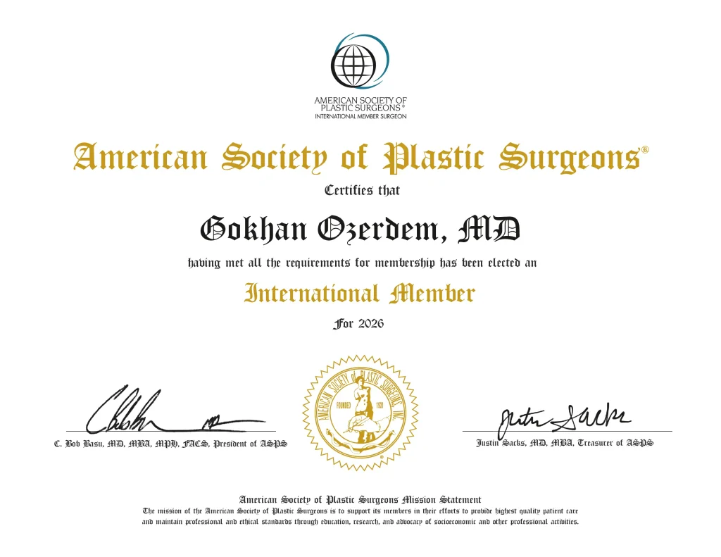 American society of plastic surgeons Dr. Gökhan Özerdem